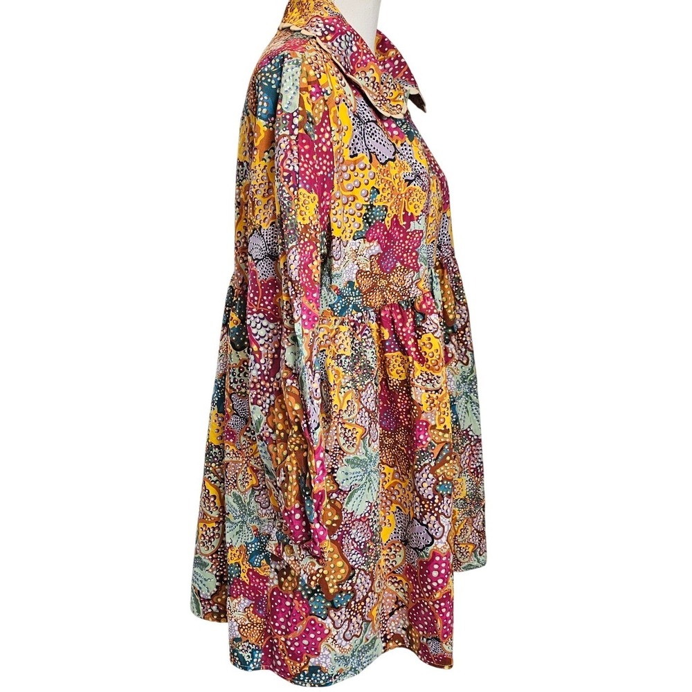 Kika Vargas x Target Floral Babydoll Dress‎ L Scallop Collar Puff Sleeve Cotton - Picture 5 of 12